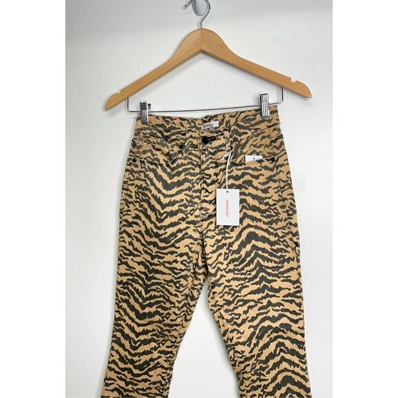 Good American High Waist Crop Jeans Tan Brown‎ Zebra Size 27 NWT - Picture 4 of 8